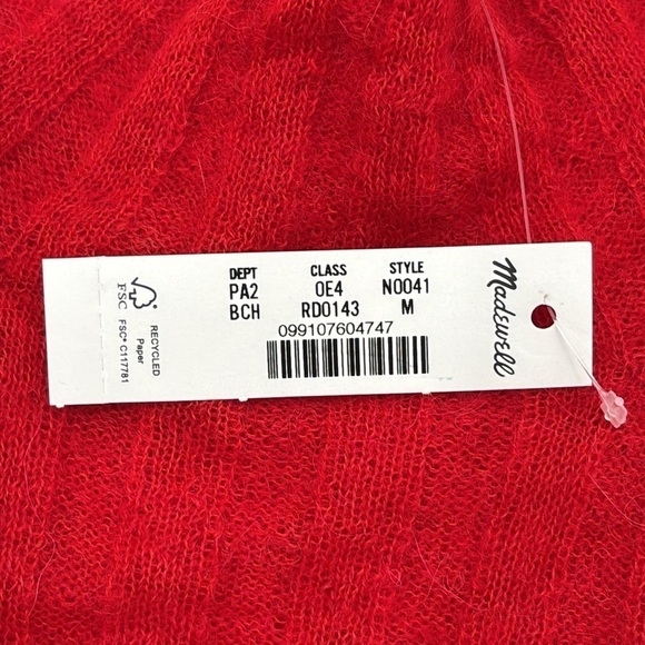 Madewell Alpaca-Blend Mockneck Sweater in Bright Cherry Red size M NWT NO041 - Picture 8 of 13